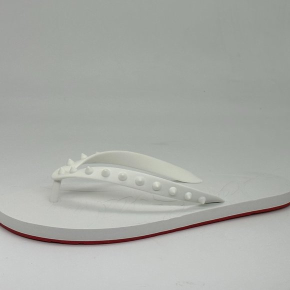 Christian Louboutin LOUBI Spikes Studded Flip Flop Flat Rubber Sandal Shoes - Picture 1 of 12